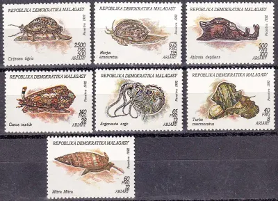 Madagascar 1992 Mollusks. (7v)-MNH(**) Madagascar 1992 Mollusks. (7v)-MNH(**)