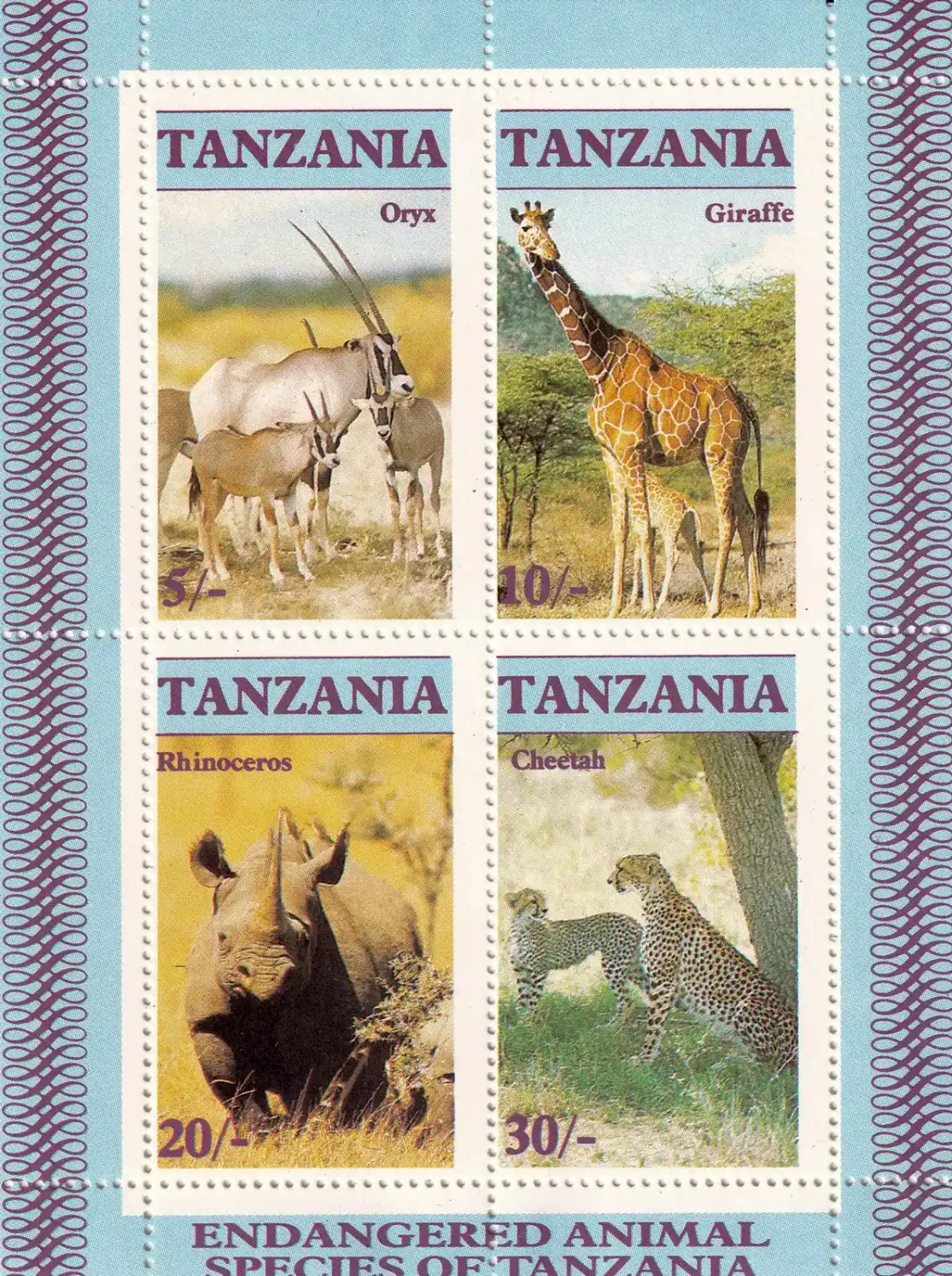 Tanzania 1986 Endangered Animals (ss/4v). MNH(**)