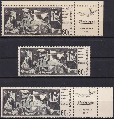 Czechoslovakia, 1966 30th Anniv of Formation of Int Brigades in Spain. Picasso, Selection with margins & tab. MNH(**) Czechoslovakia, 1966 30th Anniv of Formation of Int Brigades in Spain. Picasso, Selection with margins & tab. MNH(**)