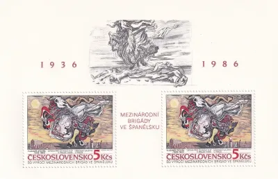 Czechoslovakia, 1986 50th Anniv of Formation of Int Brigades in Spain. SG 2849 (ss/2v). MNH(**) Czechoslovakia, 1986 50th Anniv of Formation of Int Brigades in Spain. SG 2849 (ss/2v). MNH(**)