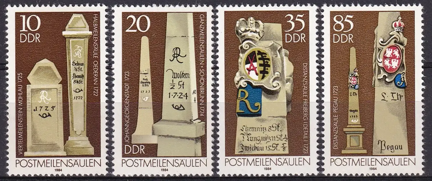 Germany East (DDR) 1984 Old Postal Milestones. MNH (**) Germany East (DDR) 1984 Old Postal Milestones. MNH (**)