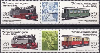 Germany East (DDR) 1984 Railways - Locomotives &amp; Passenger Trains (With Tab). MNH (**)