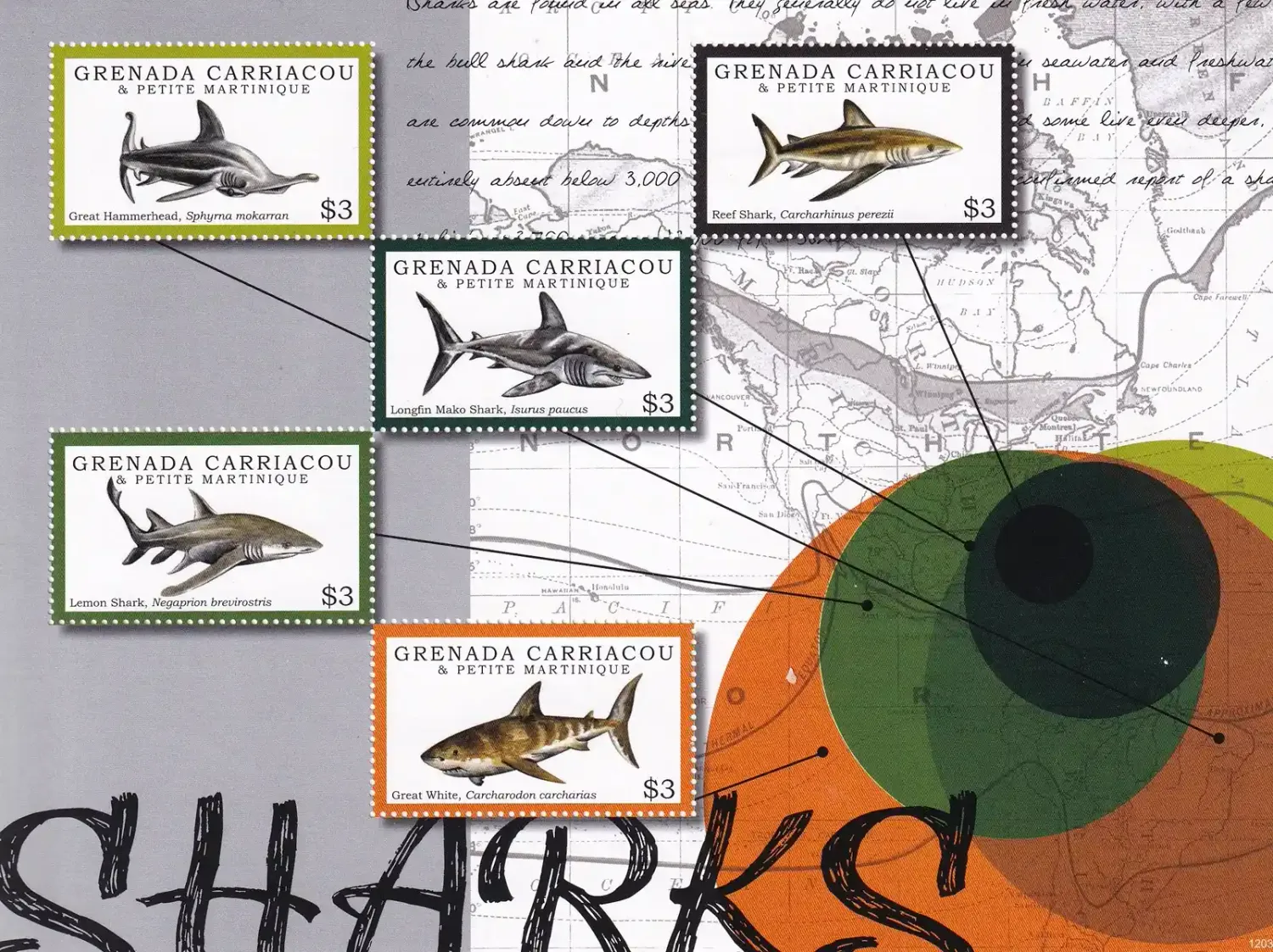 Grenada Grenadines 2012 Sharks (ss/5v). MNH(**) Grenada Grenadines 2012 Sharks (ss/5v). MNH(**)