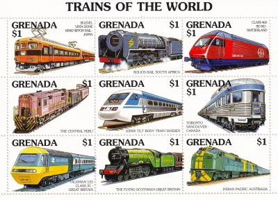 Grenada 1995 Int Stamp Exhibition "Singapore '95" - Singapore - Railways, Trains (ss/9v) - MNH(**) Grenada 1995 Int Stamp Exhibition "Singapore '95" - Singapore - Railways, Trains (ss/9v) - MNH(**)
