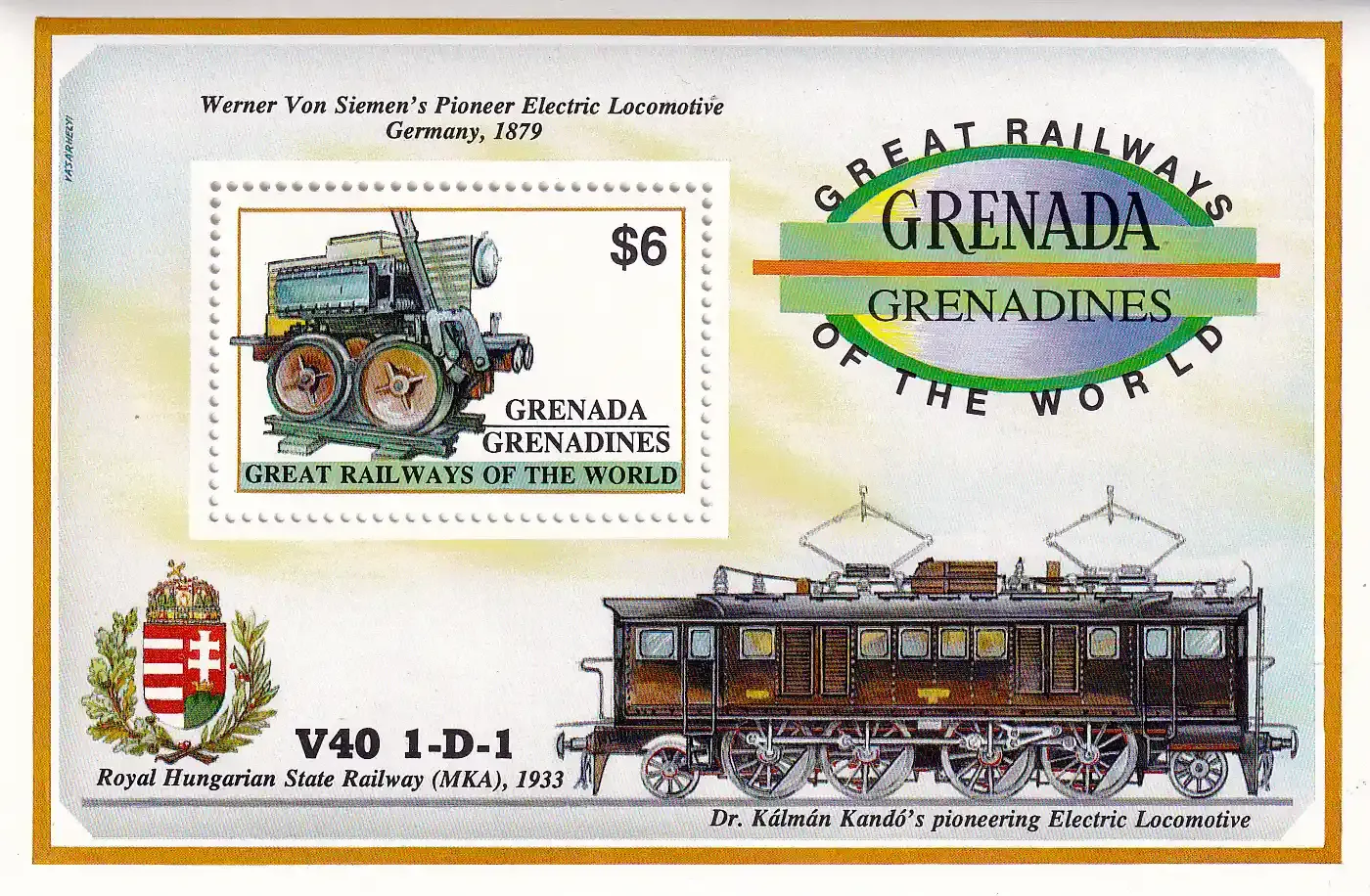 Grenada Grenadines 1992 Great Railways of the World, Trains. (ss/1v). MNH(**) Grenada Grenadines 1992 Great Railways of the World, Trains. (ss/1v). MNH(**)