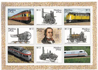 Maldives 1996 Trains of the World. (SS/v9). MNH(**) Maldives 1996 Trains of the World. (SS/v9). MNH(**)