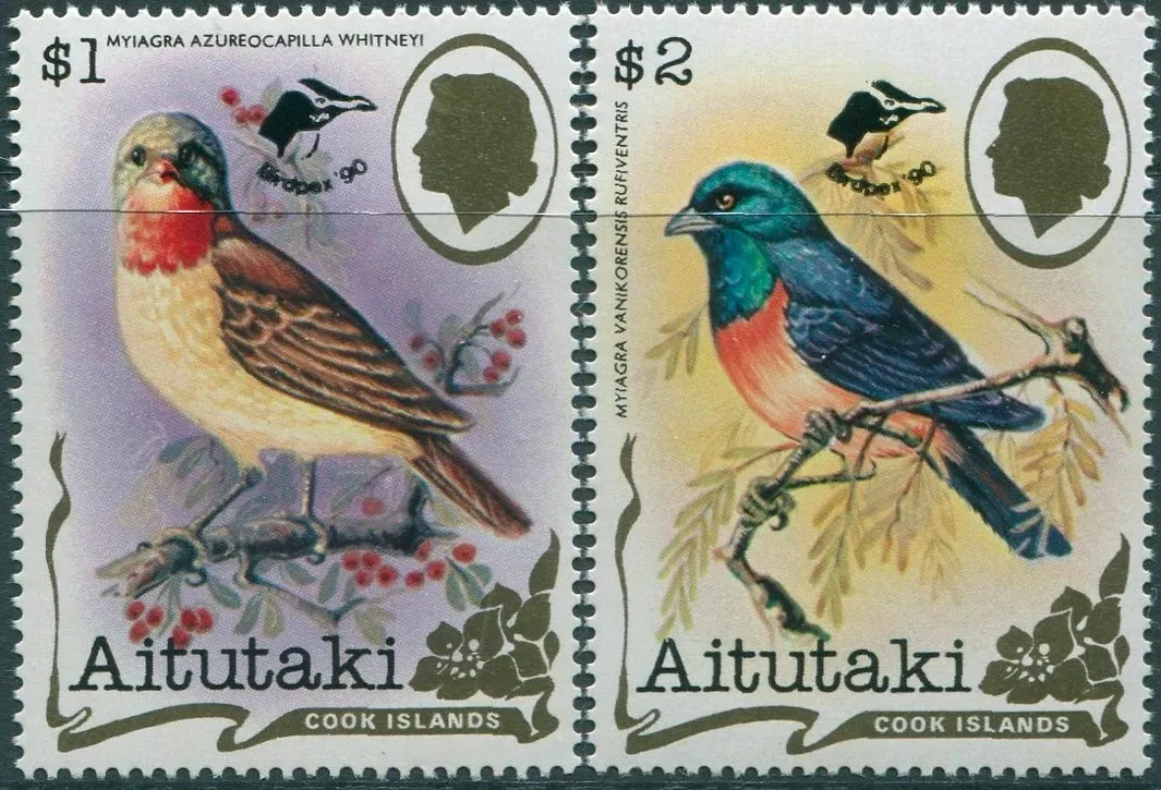 Aitutaki, Cook Islands 1990 National Stamp Exhibition "Birdpex '90" - SG620-621. MNH(**) Aitutaki, Cook Islands 1990 National Stamp Exhibition "Birdpex '90" - SG620-621. MNH(**)