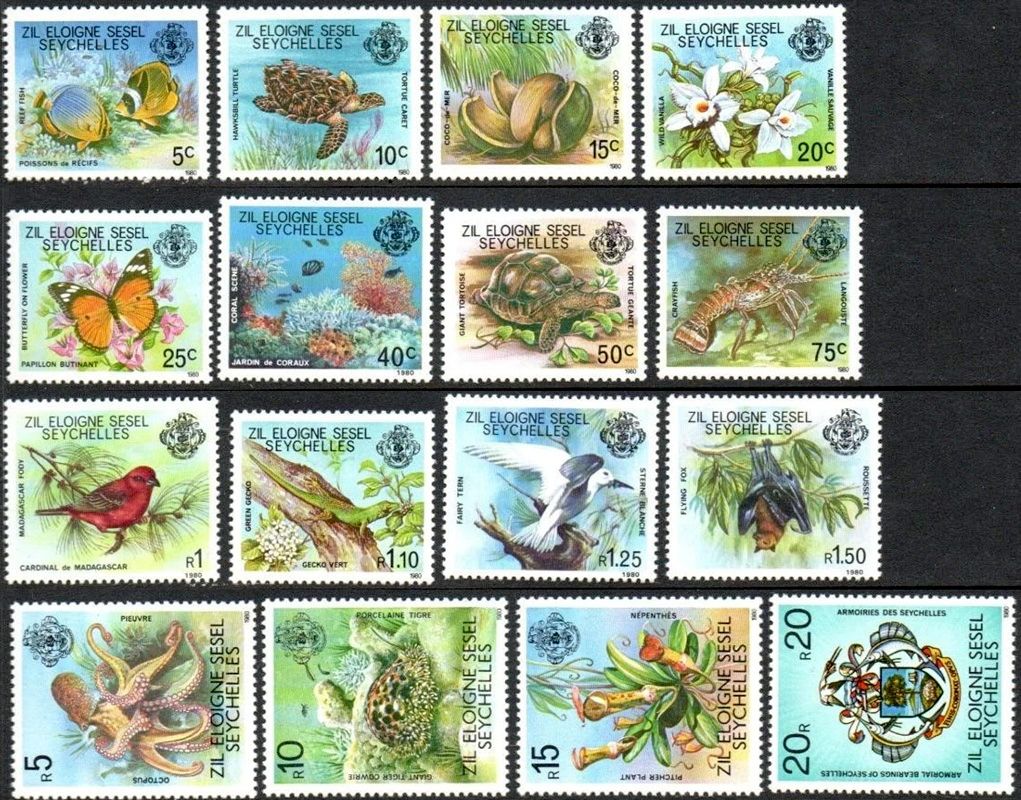 Seychelles (Zil Eloigne Sesel) 1980 -1981 Seychelles Postage Stamps - Inscription "ZIL ELOIGNE SESEL SEYCHELLES". MNH(**)
