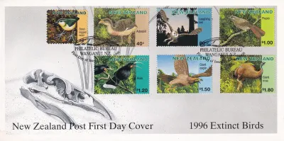 New Zealand 1996 Extinct Birds stamps. FDC New Zealand 1996 Extinct Birds stamps. FDC