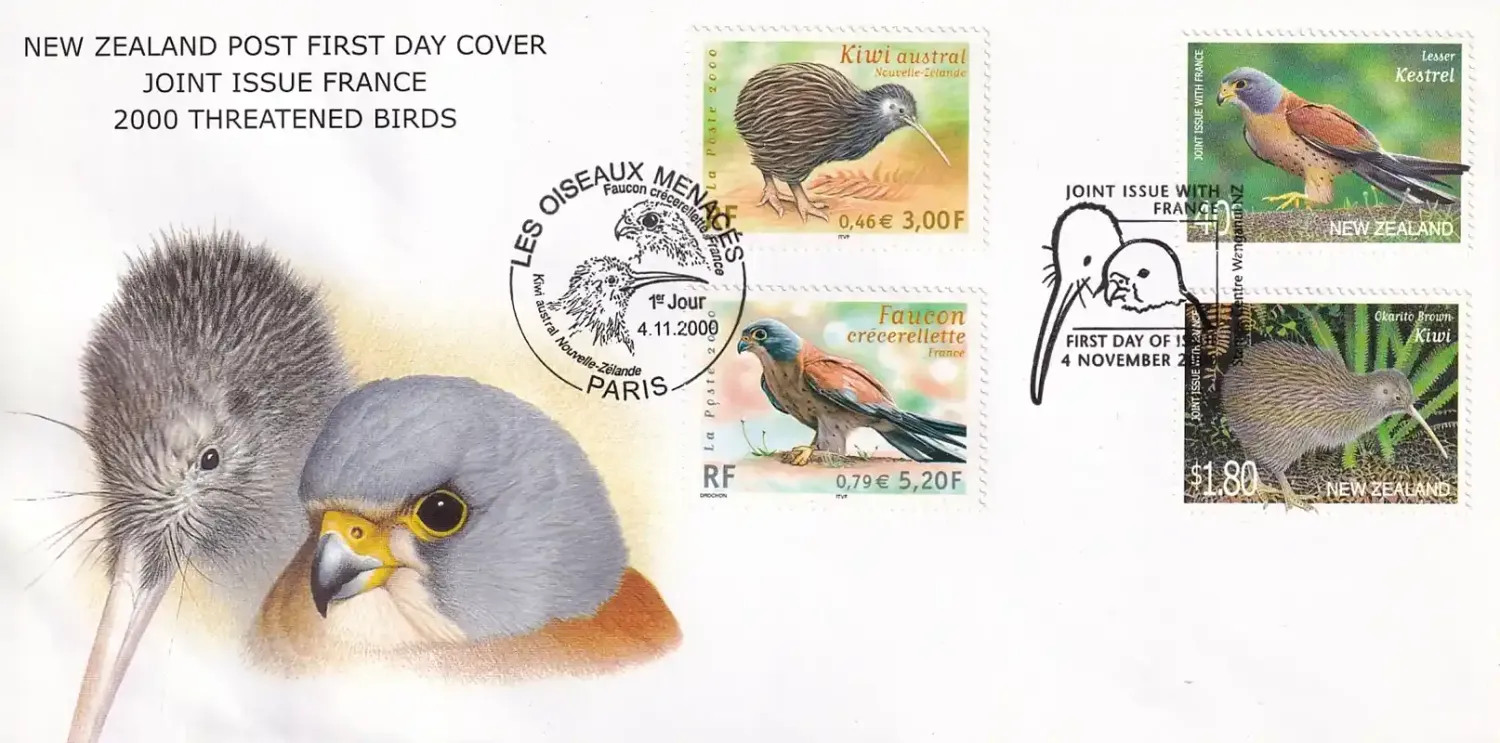New Zealand 2000 Threatened Birds - Joint Issue with France. FDC New Zealand 2000 Threatened Birds - Joint Issue with France. FDC