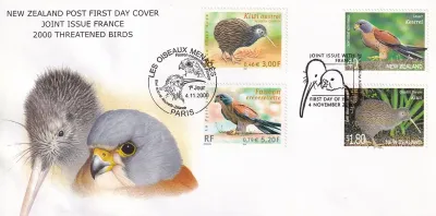 New Zealand 2000 Threatened Birds - Joint Issue with France. FDC New Zealand 2000 Threatened Birds - Joint Issue with France. FDC
