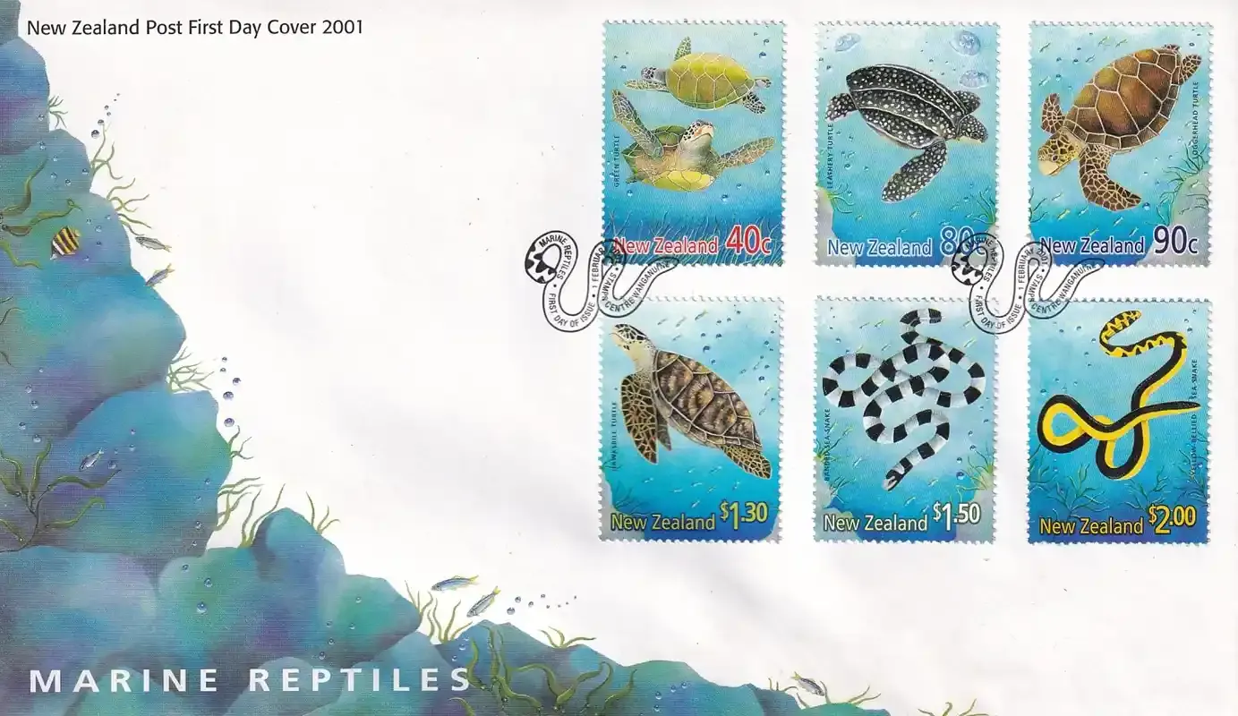 New Zealand 2001 Year of the Snake - Marine Reptiles. FDC
