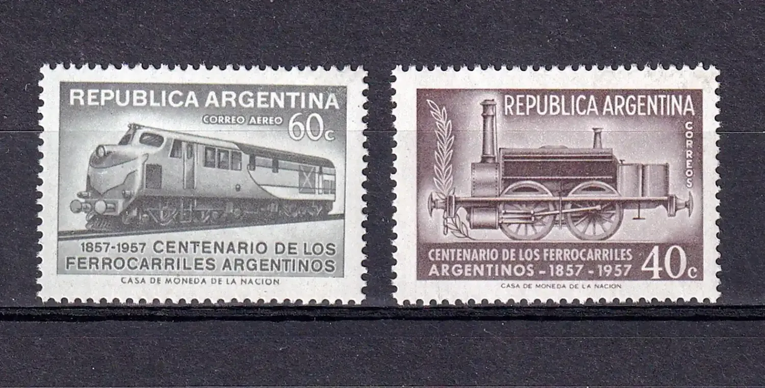 Argentina 1957 The 100th Anniv of the Argentine Railways. MNH(**) Argentina 1957 The 100th Anniv of the Argentine Railways. MNH(**)