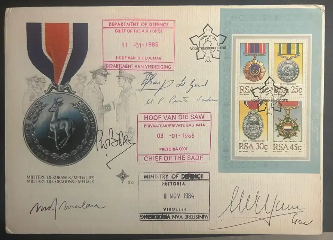 South Africa 1984 Military Medals FDC signed South Africa 1984 Military Medals FDC signed