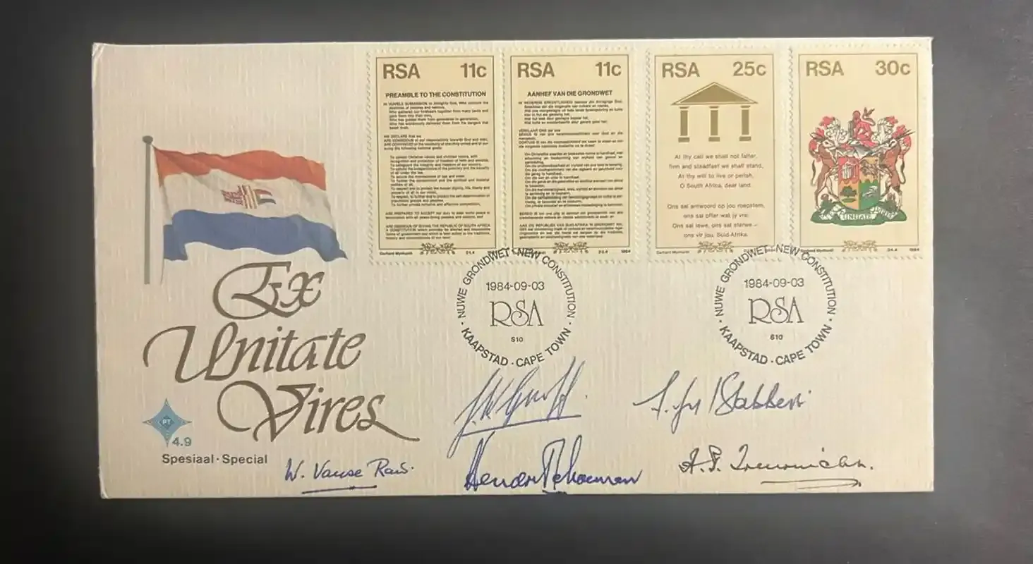 South Africa 1984 New Constitution FDC signed South Africa 1984 New Constitution FDC signed