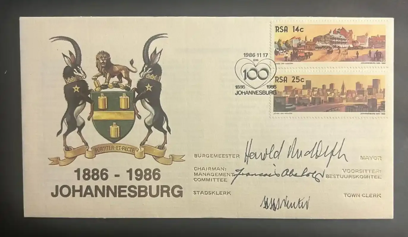 South Africa 1986 Johannesburg Signed FDC South Africa 1986 Johannesburg Signed FDC