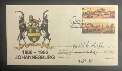 South Africa 1986 Johannesburg Signed FDC South Africa 1986 Johannesburg Signed FDC