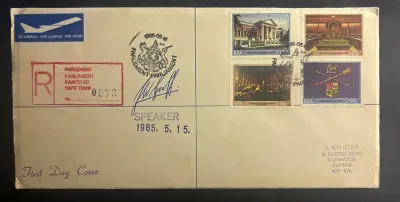 South Africa 1985 Parliament. Signed by the Speaker, FDC South Africa 1985 Parliament. Signed by the Speaker, FDC