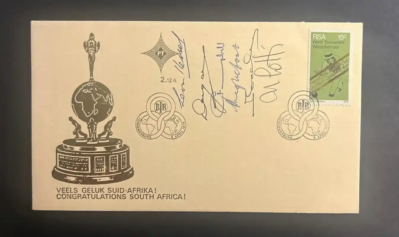 South Africa 1975 Bowling FDC signed South Africa 1975 Bowling FDC signed