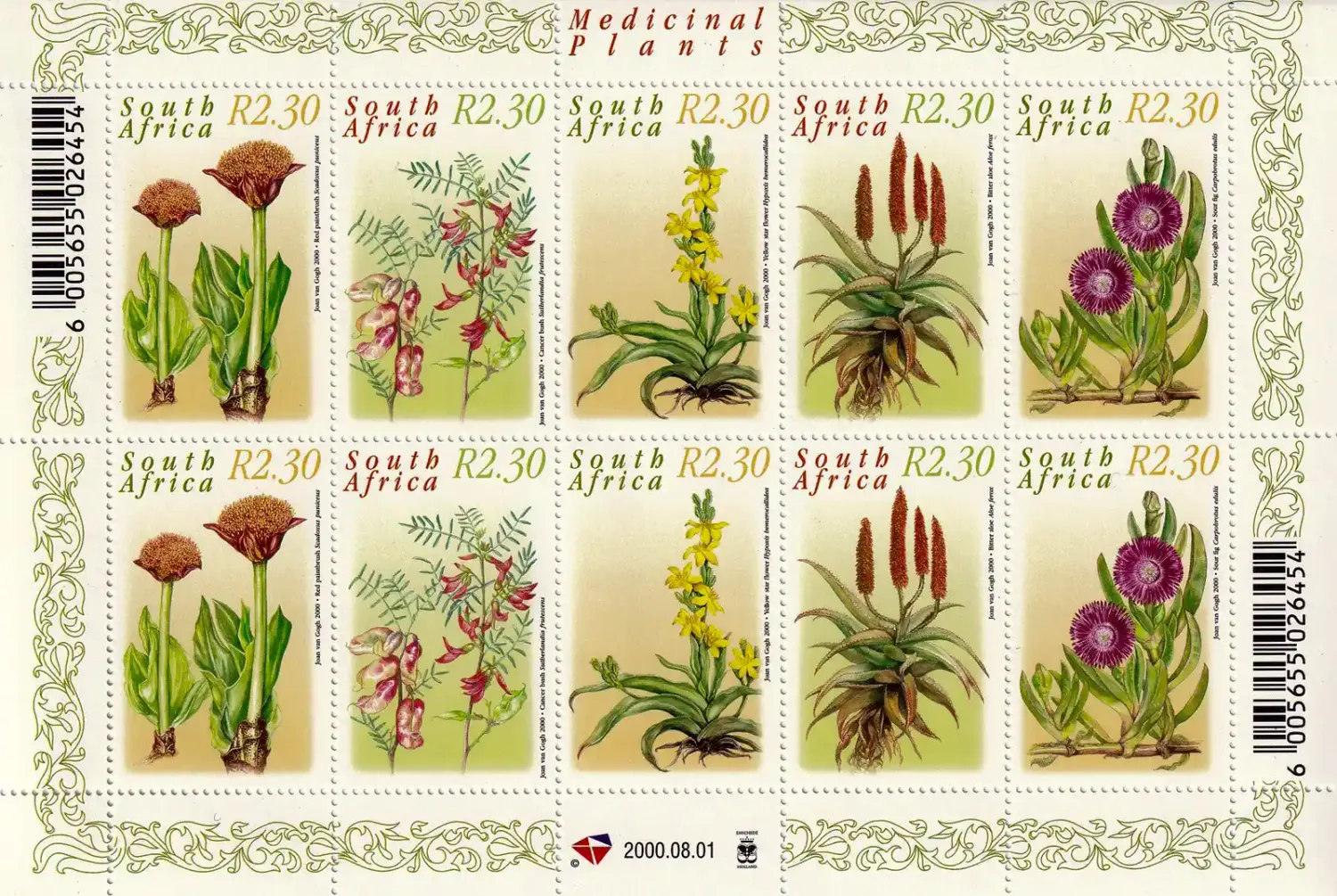 South Africa 2000 Medicinal Plants (ss/10v). MNH(**) South Africa 2000 Medicinal Plants (ss/10v). MNH(**)
