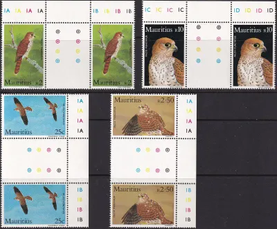 Mauritius 1984 Birds, Kestrel. Set of Gutter Pairs. MNH(**)