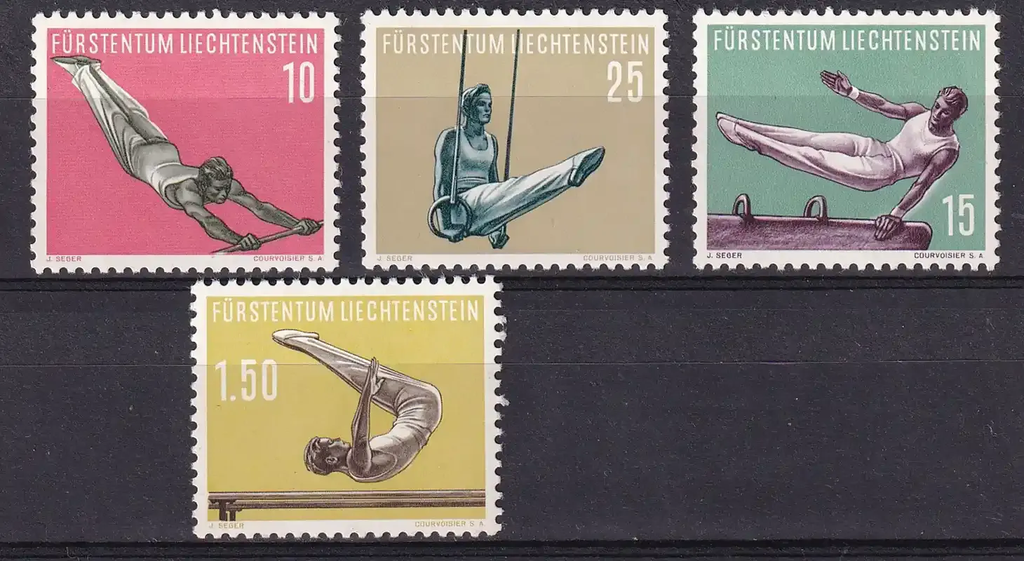 Liechtenstein 1957 Gymnastics. (4v). MNH(**) Liechtenstein 1957 Gymnastics. (4v). MNH(**)