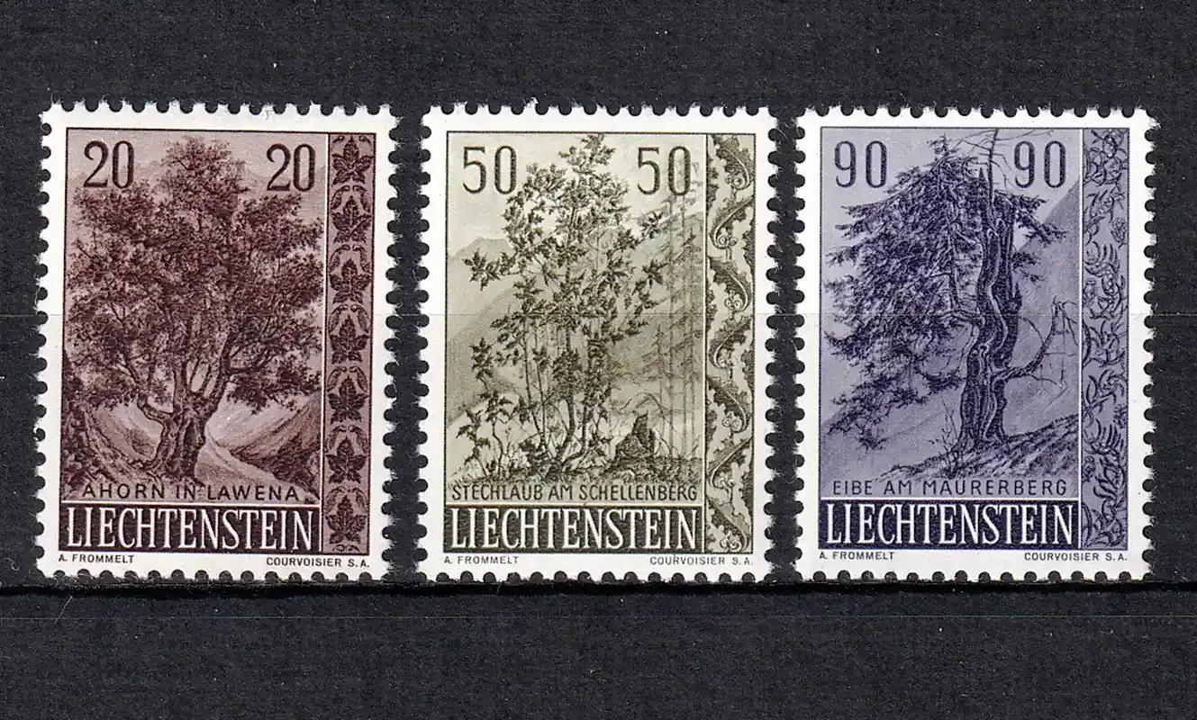 Liechtenstein 1958 Trees and Bushes (3v). MNH(**) Liechtenstein 1958 Trees and Bushes (3v). MNH(**)