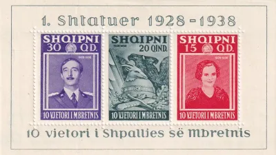Albania 1938 The 10th Anniv of the Reign of King Zog I (ss/3v). VFM H.R.