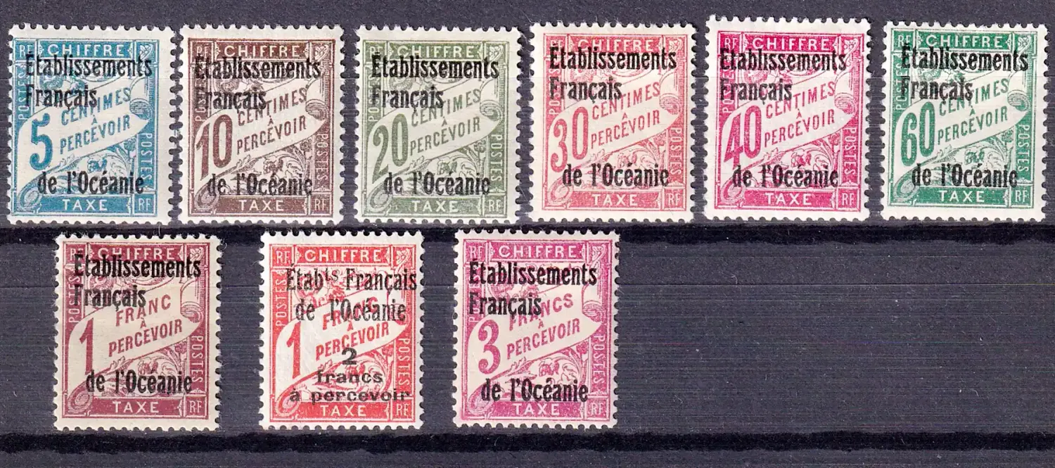 French Oceania 1926 French Postage Due Stamps Overprinted. Very Fine, LHR French Oceania 1926 French Postage Due Stamps Overprinted. Very Fine, LHR