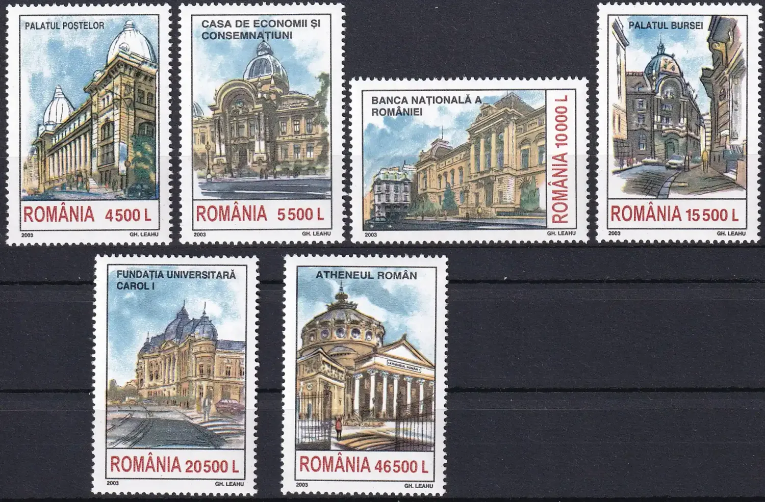 Romania 2003 Buildings in Bucharest. (6v) MNH(**) Romania 2003 Buildings in Bucharest. (6v) MNH(**)