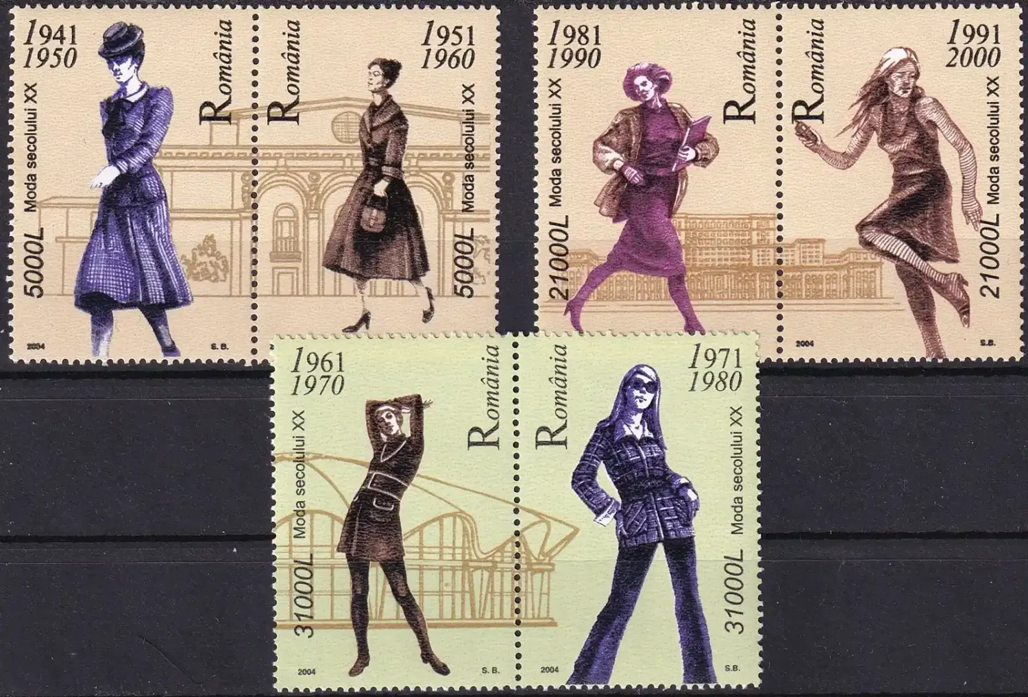 Romania 2004 Ladies Fashion of the 20th Century. MNH(**) Romania 2004 Ladies Fashion of the 20th Century. MNH(**)