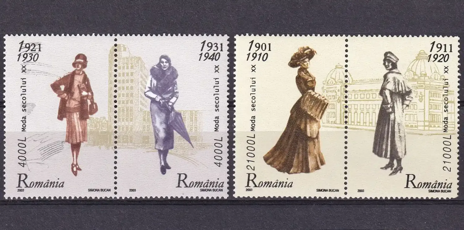 Romania 2003 Ladies Fashion of the 20th Century. (4v) MNH(**) Romania 2003 Ladies Fashion of the 20th Century. (4v) MNH(**)