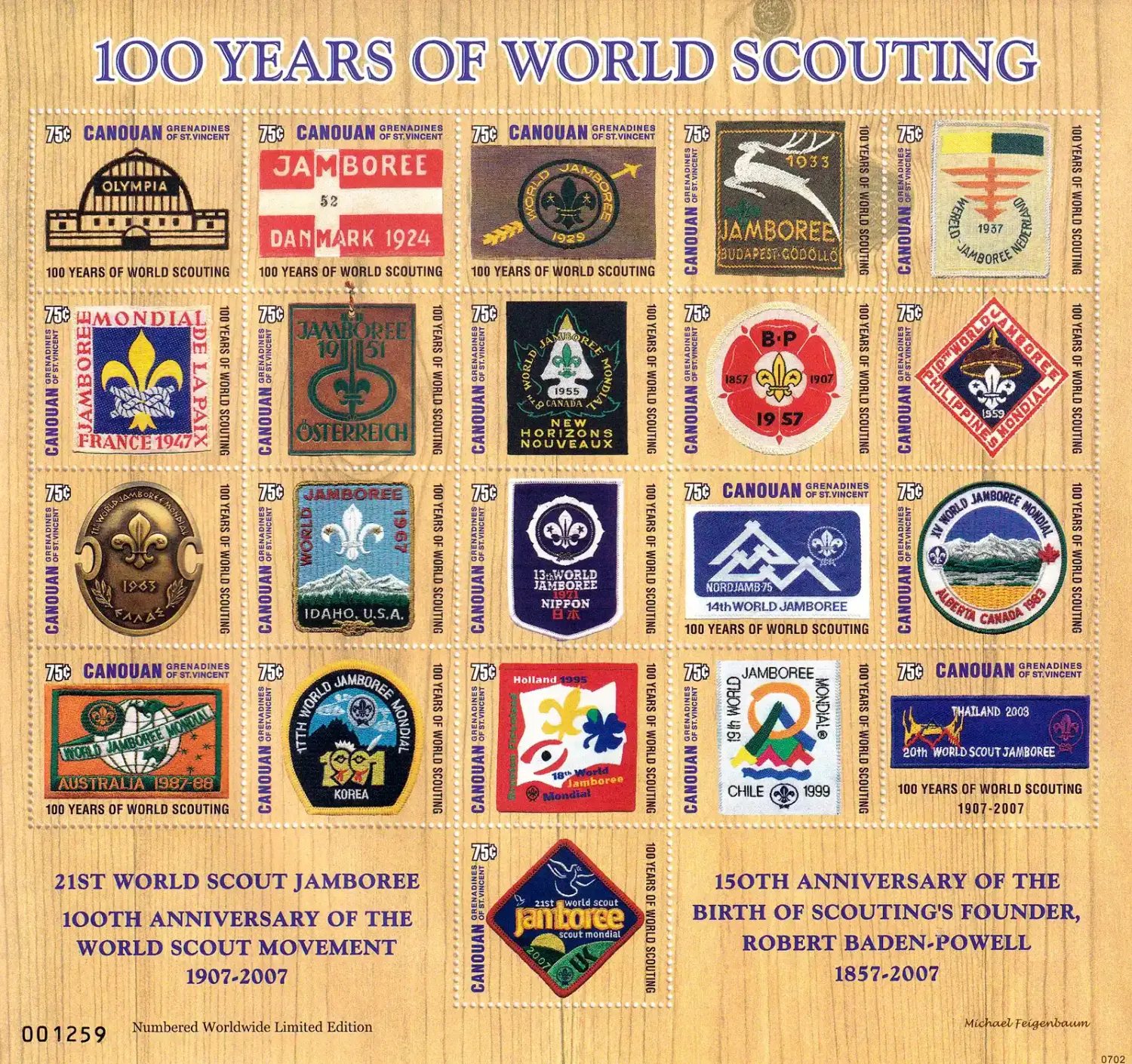 Canouan 2007 Boy Scouts. (ss/21v) MNH(**) Canouan 2007 Boy Scouts. (ss/21v) MNH(**)