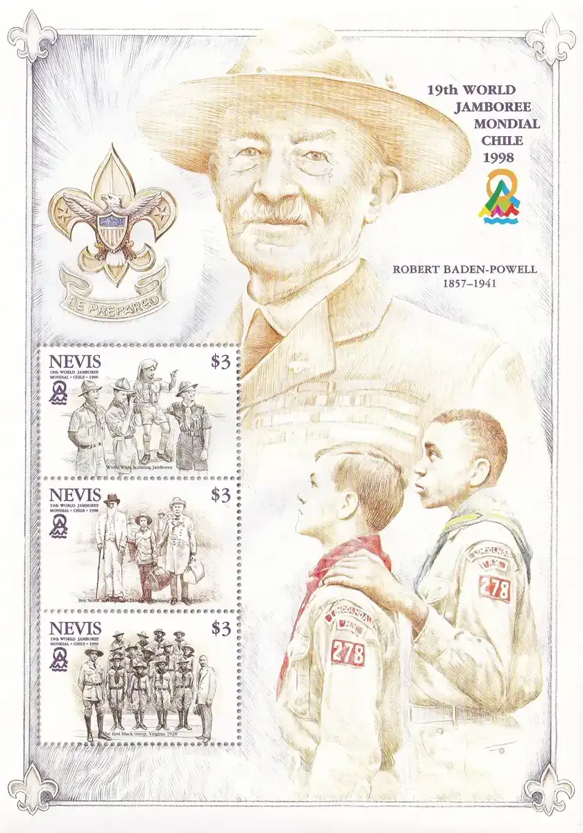 Nevis 1998 The 19th World Scout Jamboree, Chile (ss/v3). MNH(**) Nevis 1998 The 19th World Scout Jamboree, Chile (ss/v3). MNH(**)
