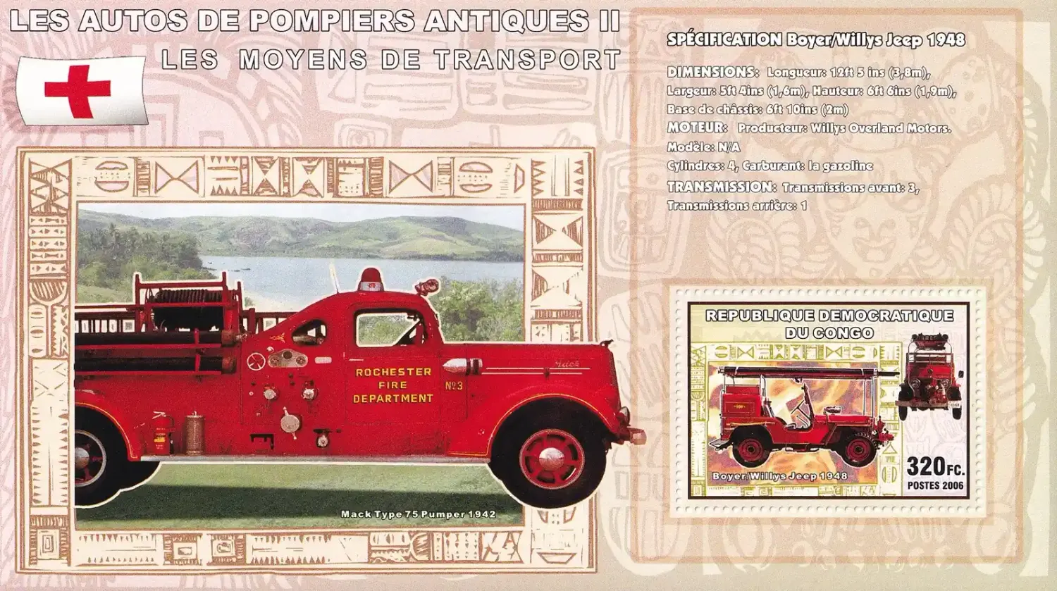 Congo (Rep) 2006 - Antique Fire Trucks, Firefighting - Souvenir Sheet (ss/1v). MNH(**) Congo (Rep) 2006 - Antique Fire Trucks, Firefighting - Souvenir Sheet (ss/1v). MNH(**)