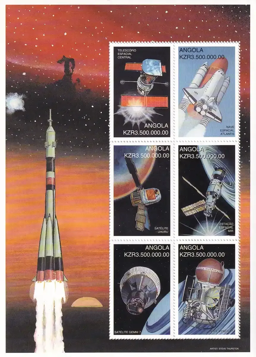 Angola 1999 USA IN Space: Gemini, Apollo 11 & Shuttle M/S. (ss/6v). MNH(**) Angola 1999 USA IN Space: Gemini, Apollo 11 & Shuttle M/S. (ss/6v). MNH(**)