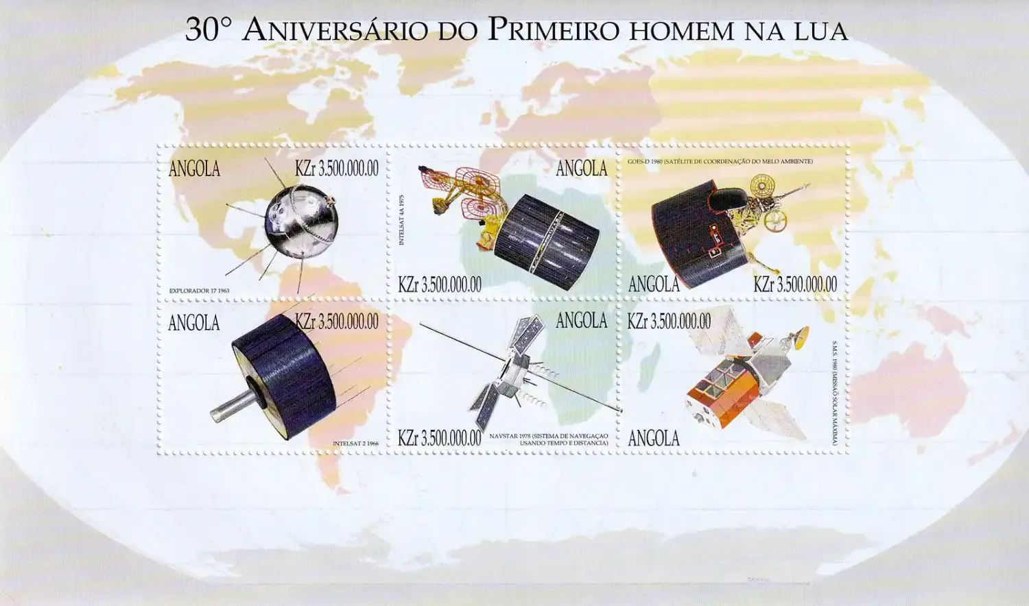 Angola 1999 The 30th Anniv of the First Manned Moon Landing. (ss/6v). MNH(**) Angola 1999 The 30th Anniv of the First Manned Moon Landing. (ss/6v). MNH(**)