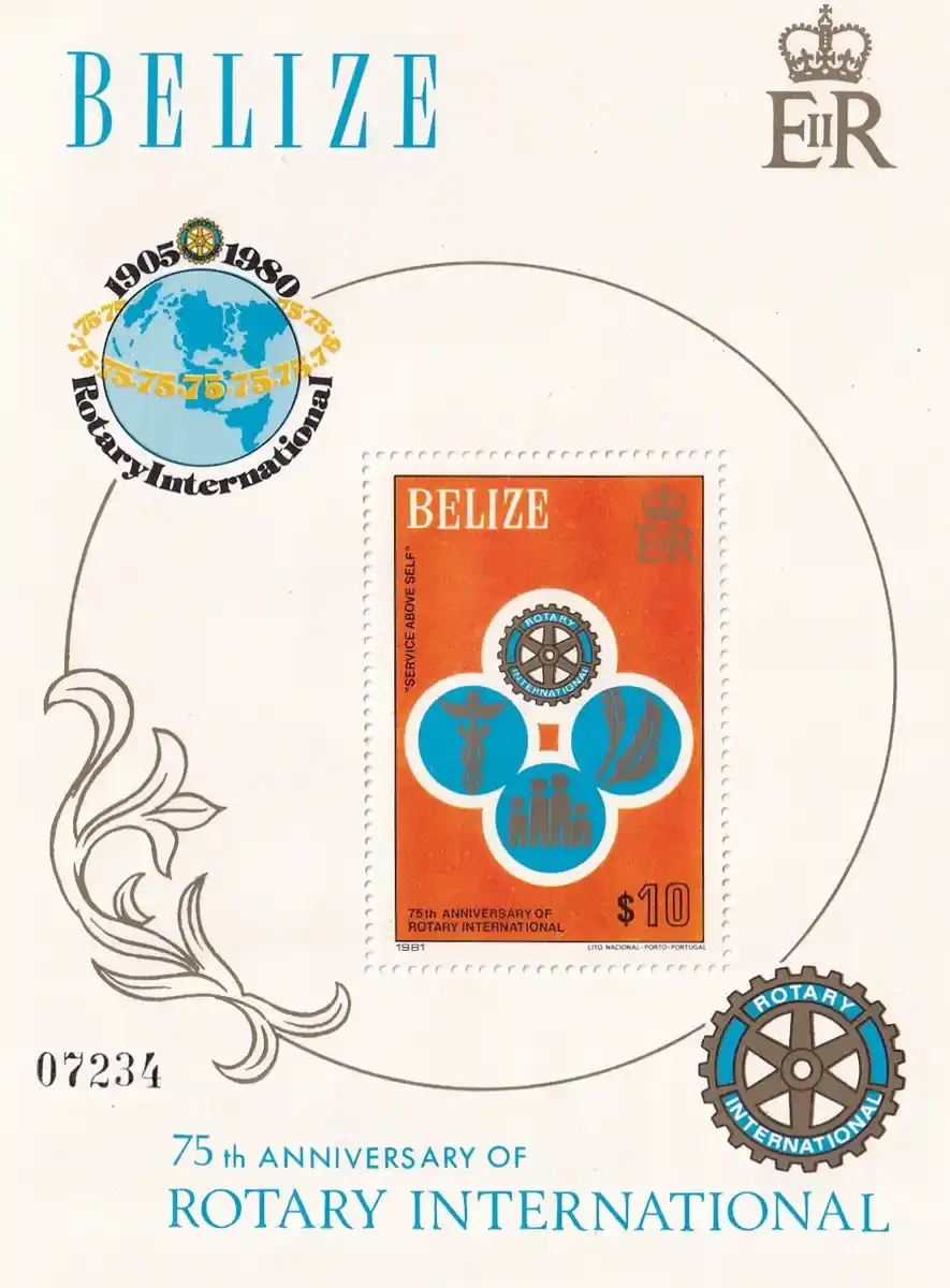 Belize 1981 The 75th Anniv of Rotary International (ss/1v). MNH (**) Belize 1981 The 75th Anniv of Rotary International (ss/1v). MNH (**)