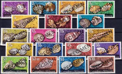 Grenadines Of St. Vincent 1974 Shells and Molluscs (18v) opt'd Specimen. MNH(**) Grenadines Of St. Vincent 1974 Shells and Molluscs (18v) opt'd Specimen. MNH(**)