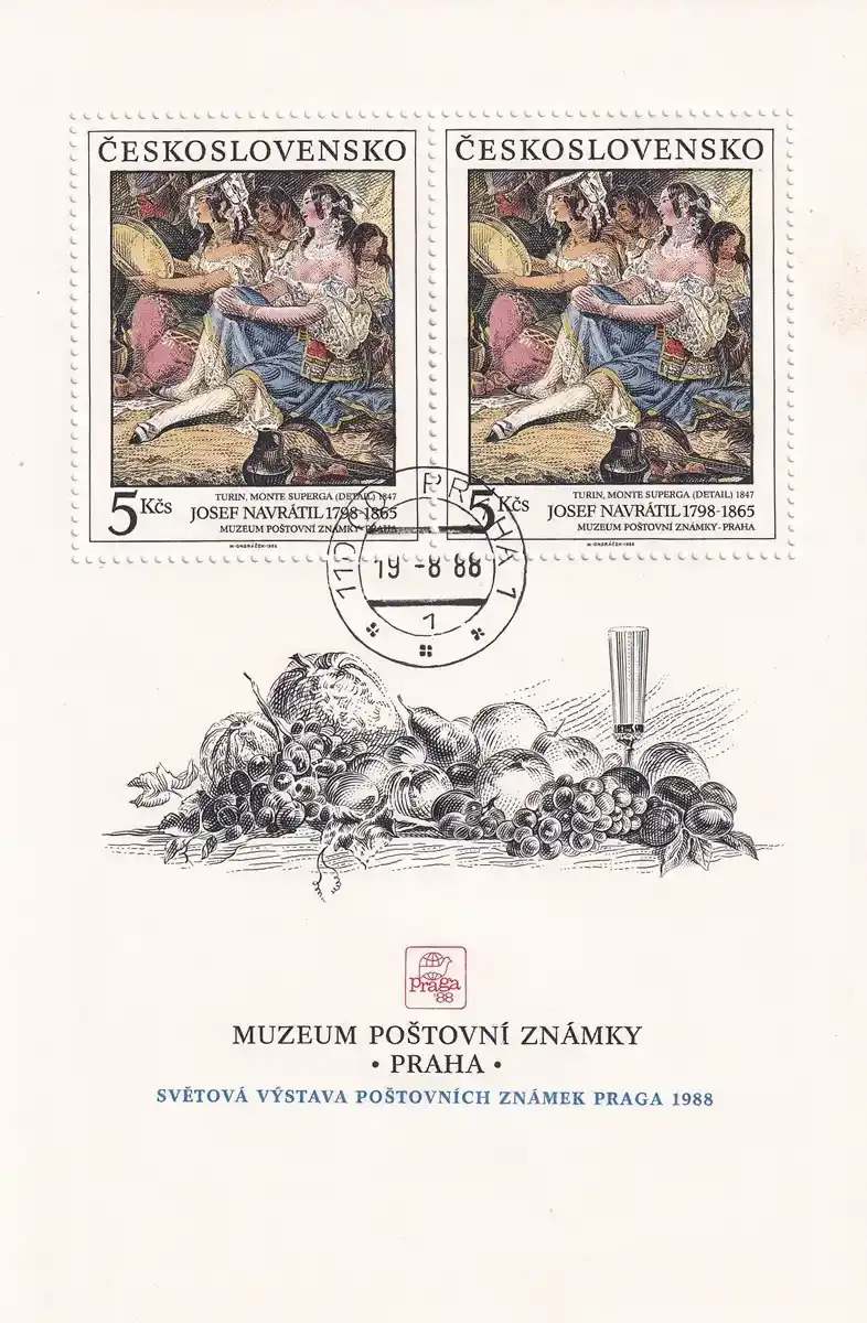 Czechoslovakia 1988 Praga '88 - Prague National Gallery. (ss/2v) CTO, NH(**)