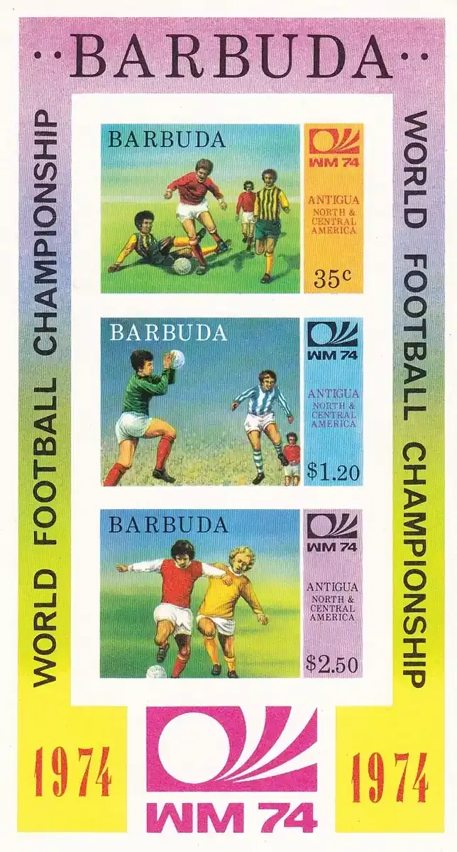 Barbuda 1974 Football World Cup - West Germany Imperf (SS/3v). MNH(**)