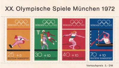 Germany 1972 Olympic Games - Munich, Germany (ss/4v). MNH(**) Germany 1972 Olympic Games - Munich, Germany (ss/4v). MNH(**)