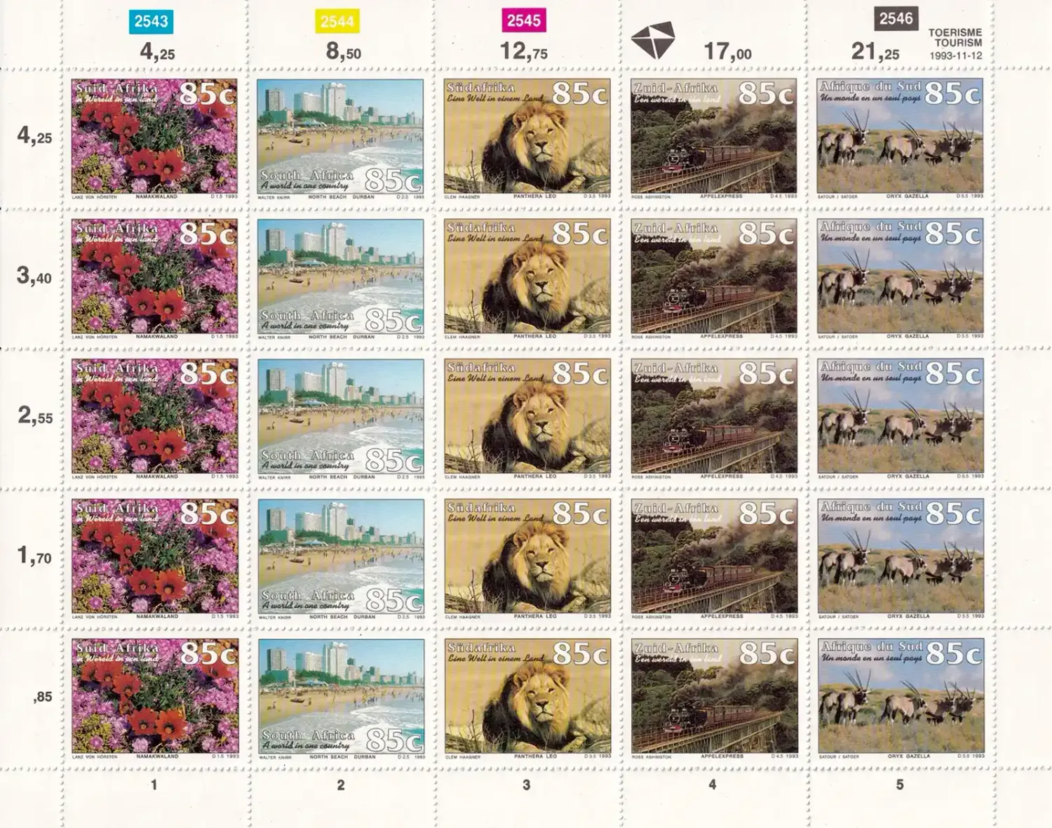 South Africa 1993 Tourism (ss/25v)-MNH(**)