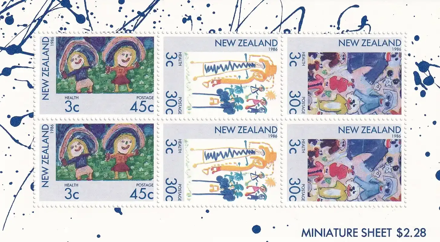New Zealand 1986 Children's Drawing (ss/6v). MNH(**) New Zealand 1986 Children's Drawing (ss/6v). MNH(**)