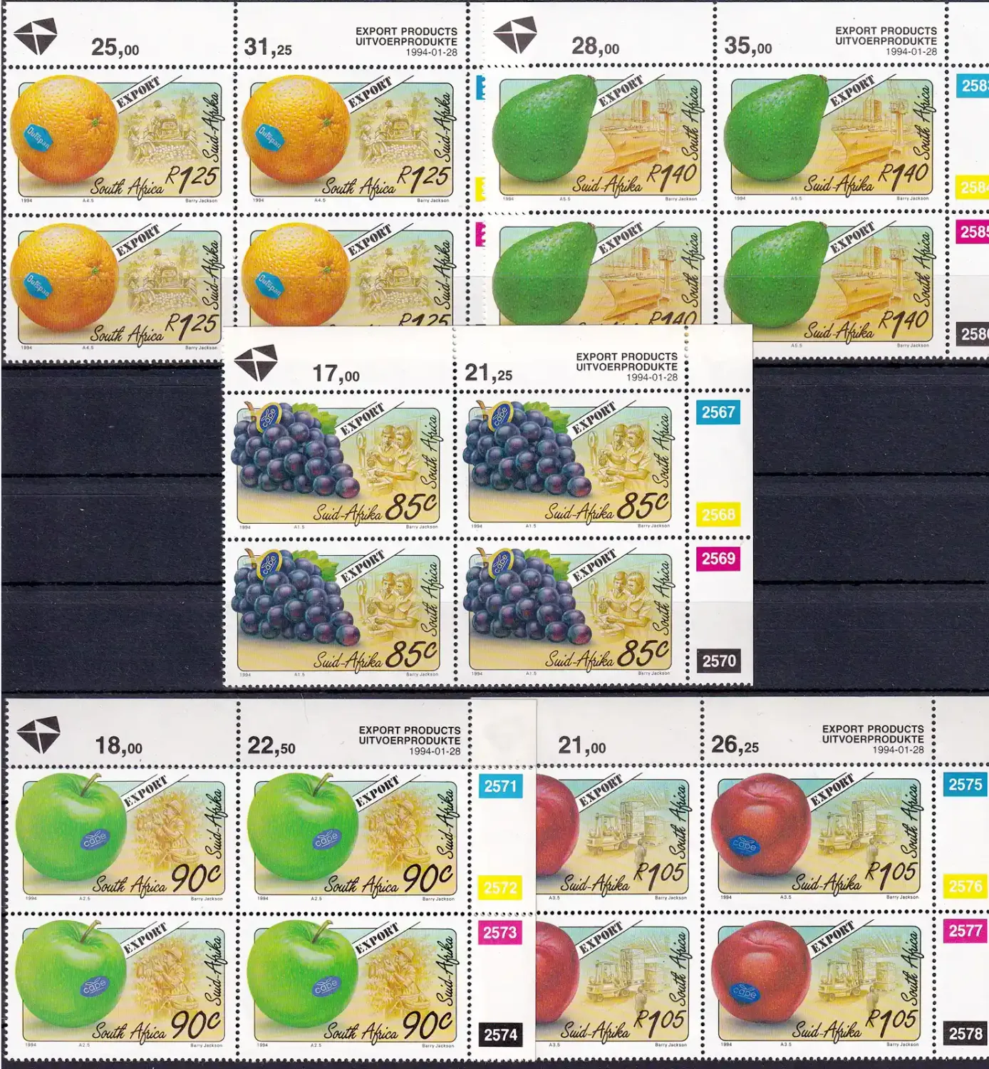 South Africa 1994 Export Fruits (C/Blocks)-MNH(**) South Africa 1994 Export Fruits (C/Blocks)-MNH(**)