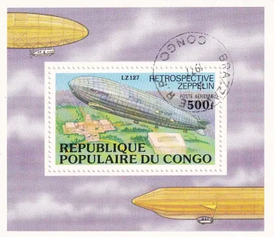 Congo (Rep) 1977 Airmail - History of the Zeppelin (ss/1v). CTO, NH(**) Congo (Rep) 1977 Airmail - History of the Zeppelin (ss/1v). CTO, NH(**)