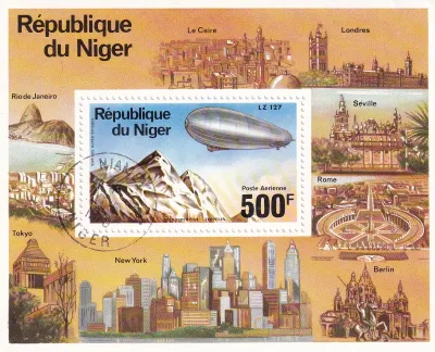 Niger 1976 Airmail - Zeppelin Airships (ss/1v). CTO, NH(**)