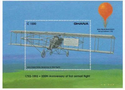 Ghana 1993 Aviation Anniversaries. (ss/1v)-MNH (**) Ghana 1993 Aviation Anniversaries. (ss/1v)-MNH (**)