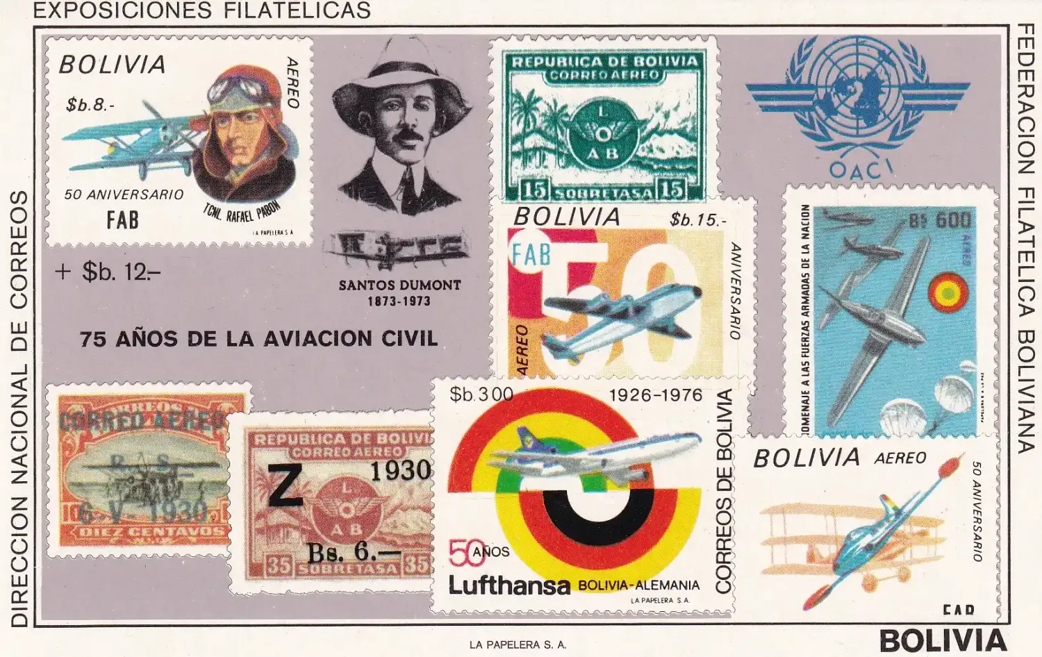 Bolivia 1979 Aviation History & the 75th Anniversary of ICAO (ss/8v). MNH(**) Bolivia 1979 Aviation History & the 75th Anniversary of ICAO (ss/8v). MNH(**)