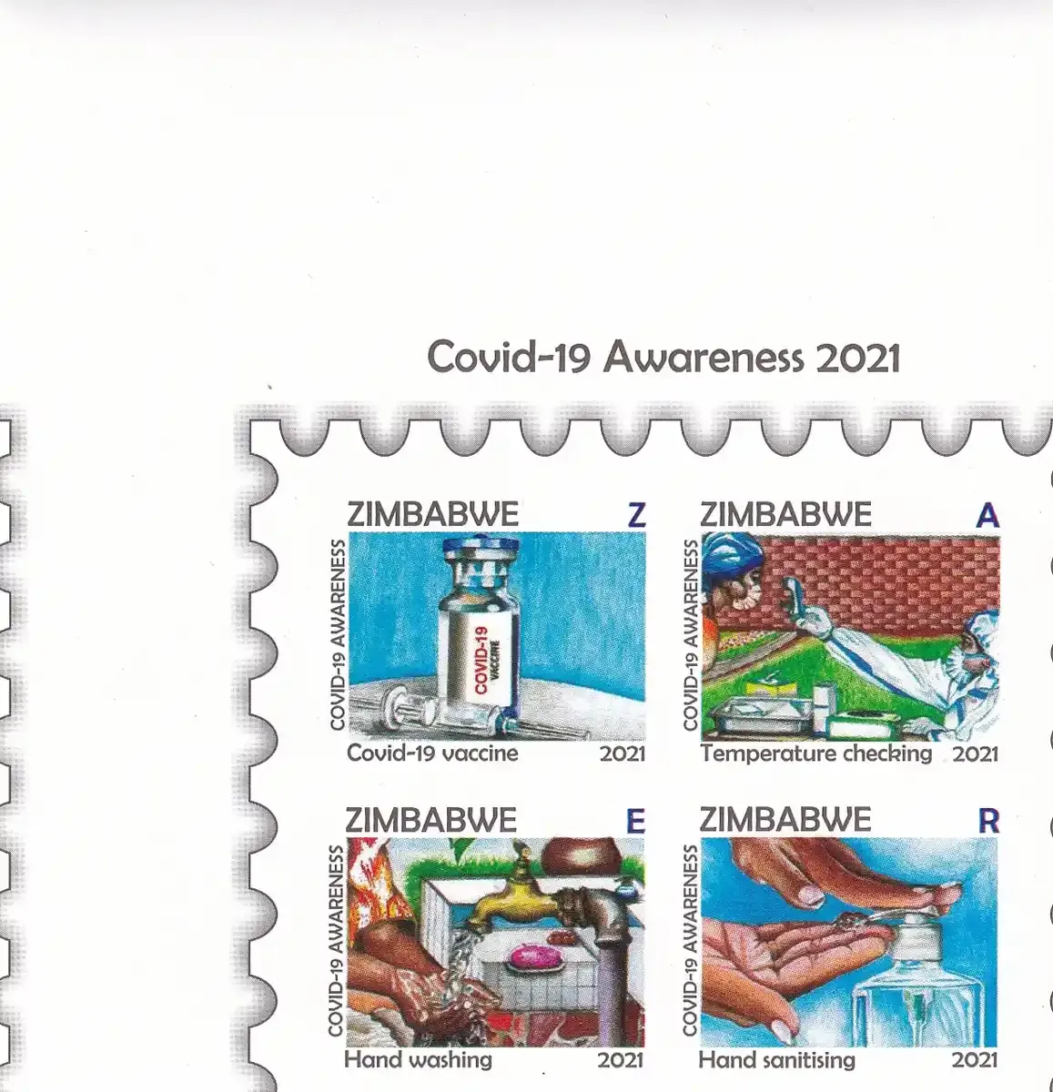 Zimbabwe 2021 Combat Corona Campaign -(Variety) "Miss perforated" M/S. MNH(**) Zimbabwe 2021 Combat Corona Campaign -(Variety) "Miss perforated" M/S. MNH(**)